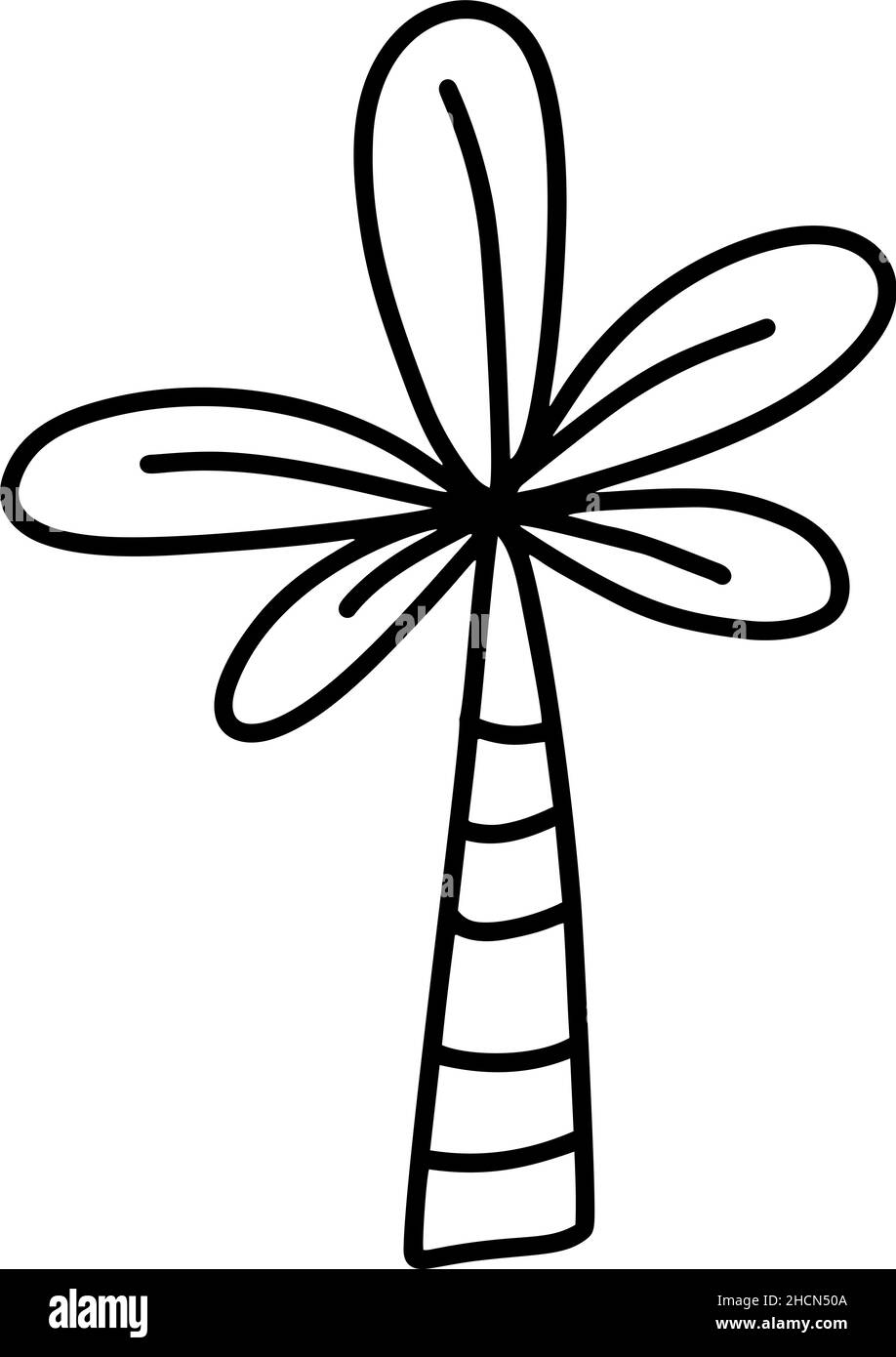 Doodle disegnata a mano palma albero monolina arte logo minimalista vettore simbolo disegno illustrazione Illustrazione Vettoriale
