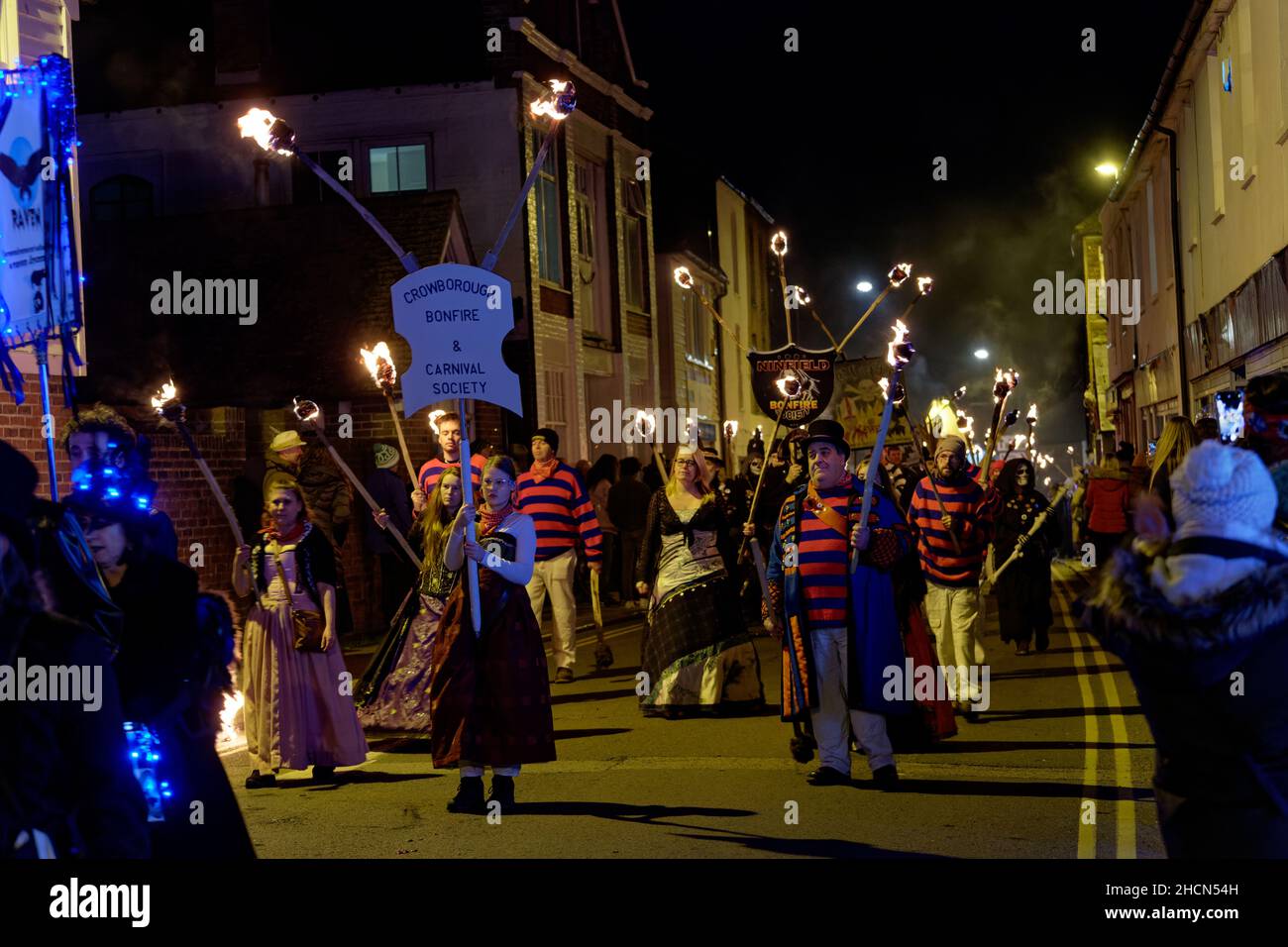 Rye Bonfire Night Parade 2021 novembre Foto Stock