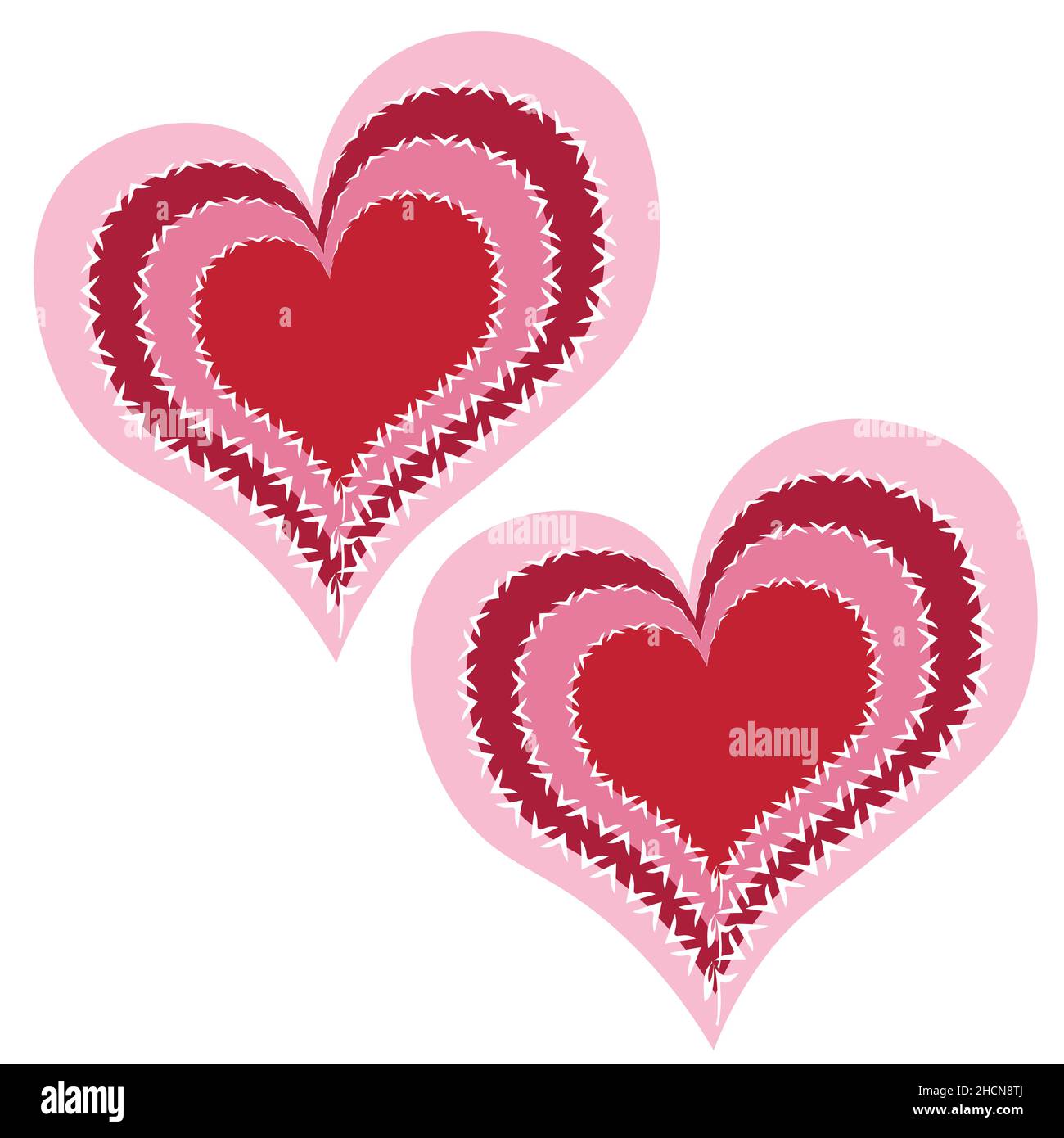 Illustrazione su sfondo quadrato - cuori freddi - due cuori astratti in gelata. Grafica, surreale. Elementi di design di libri, notebook, cartoline, oggetti per interni. Sfondi, tessuti, imballaggi, sfondo di un sito Web, di un'applicazione mobile o di un blog. Amore, San Valentino, vacanze, amanti Illustrazione Vettoriale