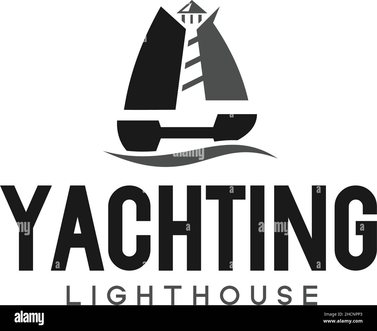 Silhouette YACHTING LIGHTHOUSE Protect logo design Illustrazione Vettoriale