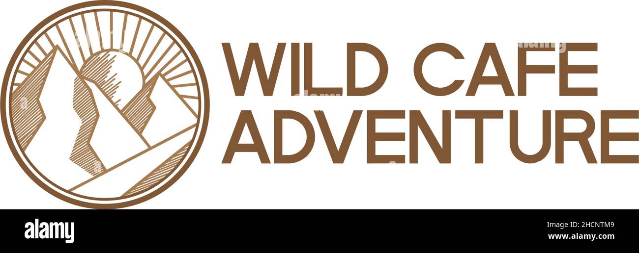 Silhouette WILD CAFE ADVENTURE logo sole design Illustrazione Vettoriale