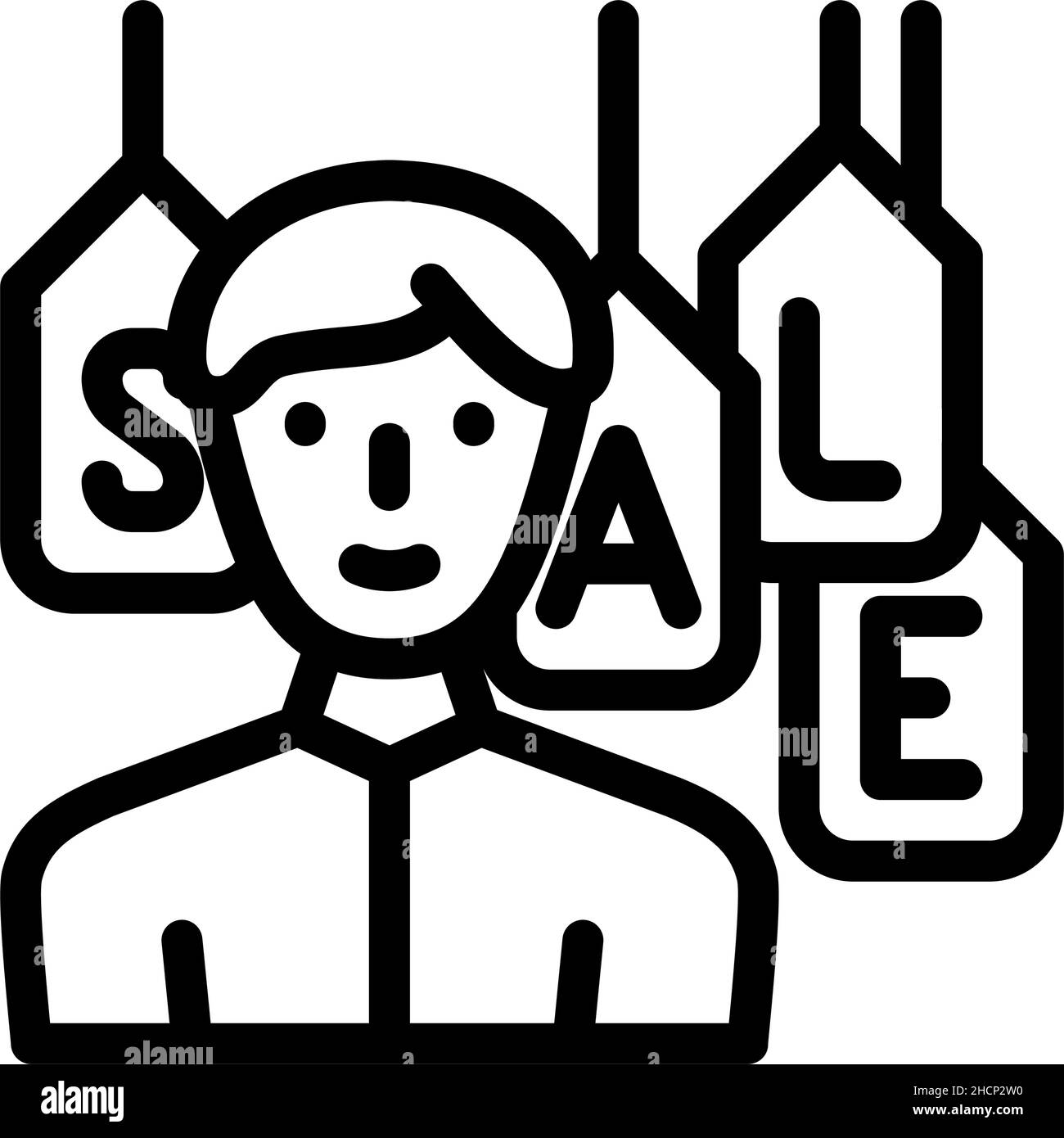 illustrazione vettoriale dell'icona della linea di sconto della stagione del negozio di vendita Illustrazione Vettoriale