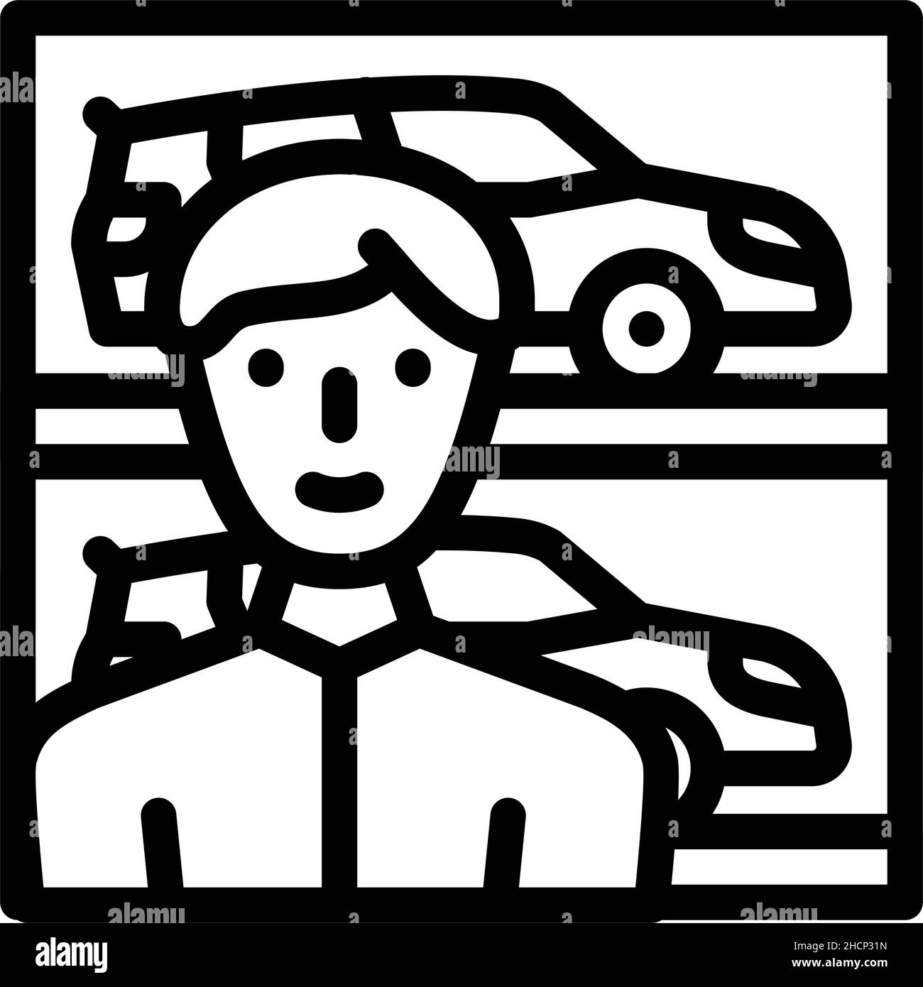 immagine vettoriale icona della linea del venditore di automobili Illustrazione Vettoriale