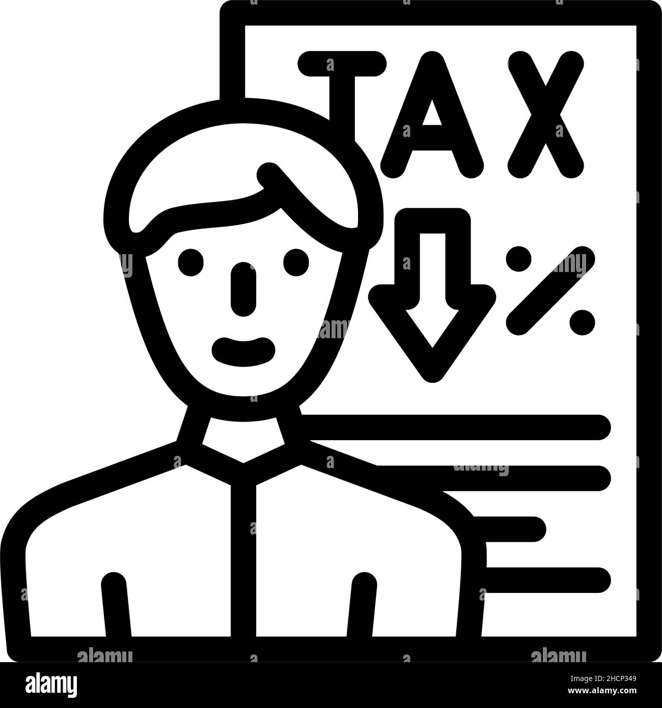 illustrazione vettoriale dell'icona della riga di avviso fiscale Illustrazione Vettoriale