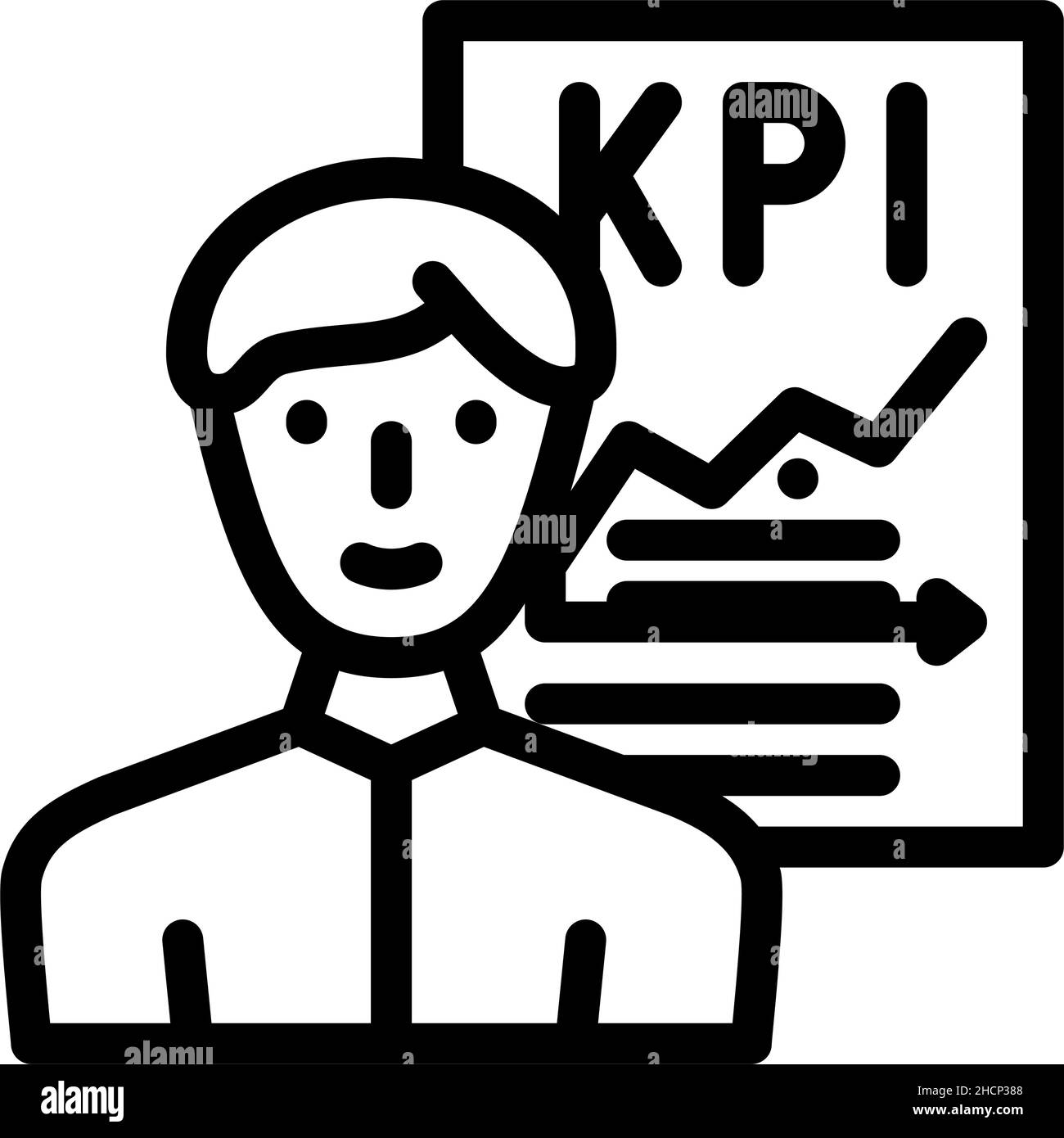 illustrazione vettoriale dell'icona della linea venditore kpi Illustrazione Vettoriale