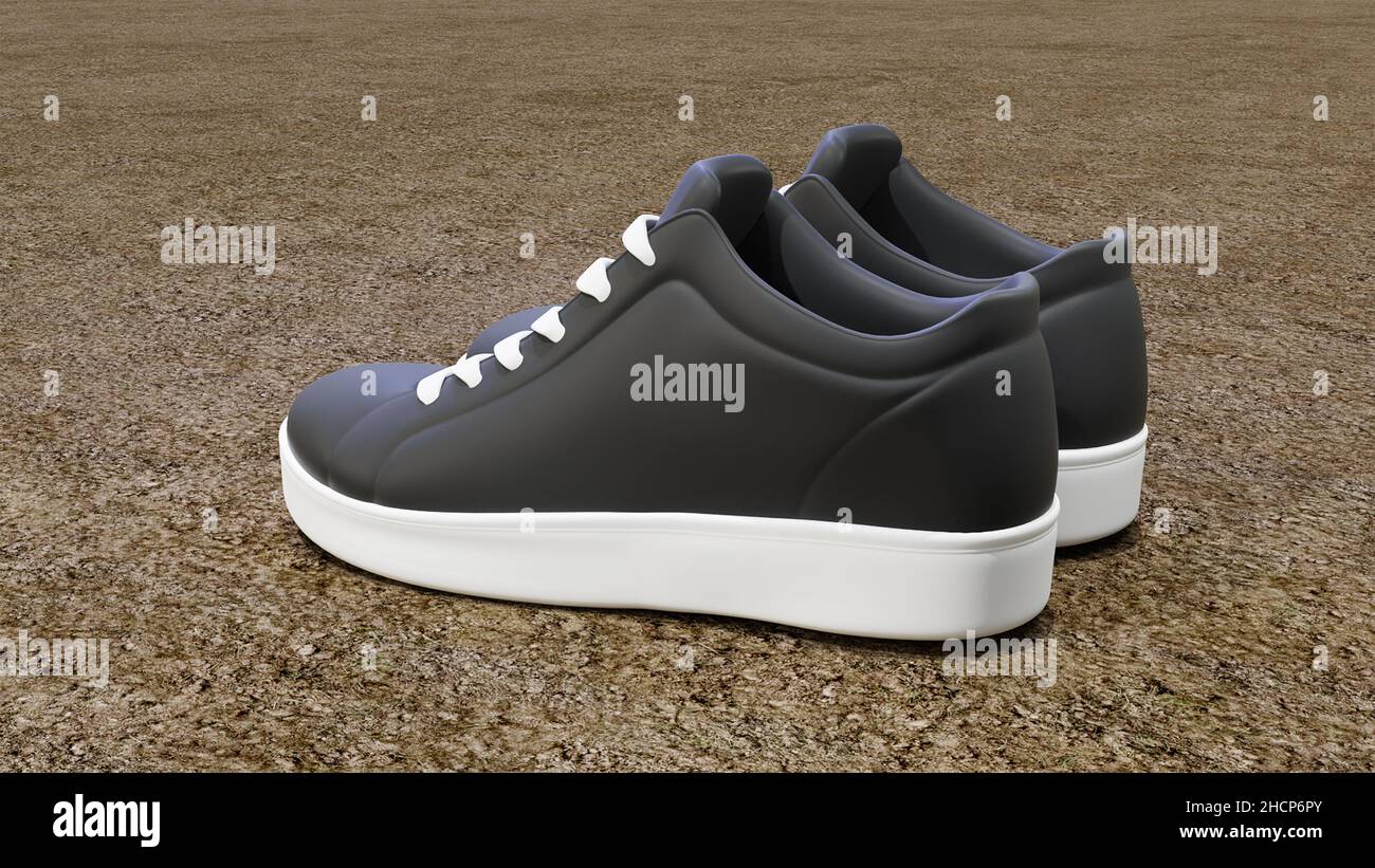 Un paio di scarpe con lacci isolate all'aperto: Un buon paio che si attaccano l'uno intorno all'altro, a differenza dei calzini. Un riferimento all'empatia: 'Essere nelle scarpe di qualcun altro Foto Stock