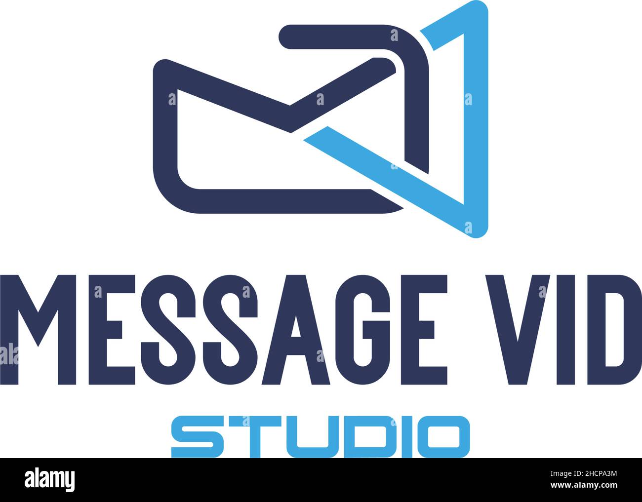 Modern Simple MESSAGE VID STUDIO invia logo design Illustrazione Vettoriale