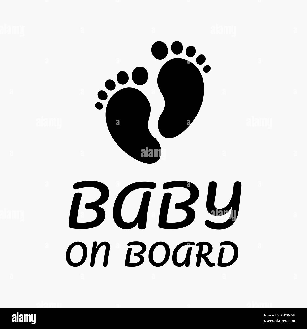 Baby a bordo piedi auto retro finestra adesivo design silhouette Illustrazione Vettoriale