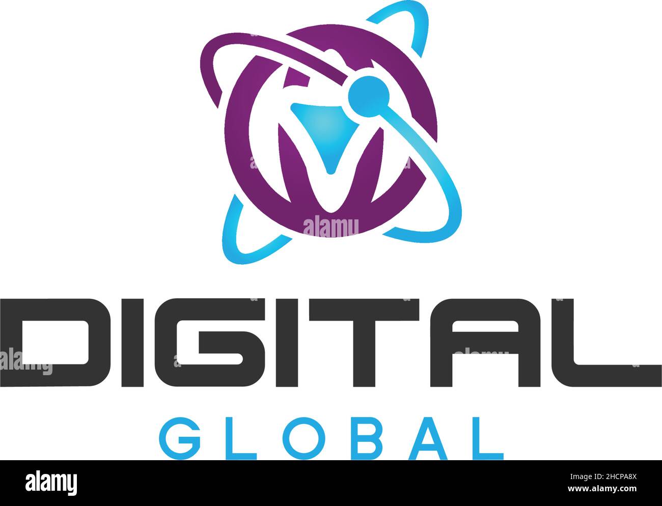 Design moderno e colorato DEL logo globo DIGITALE GLOBALE Illustrazione Vettoriale