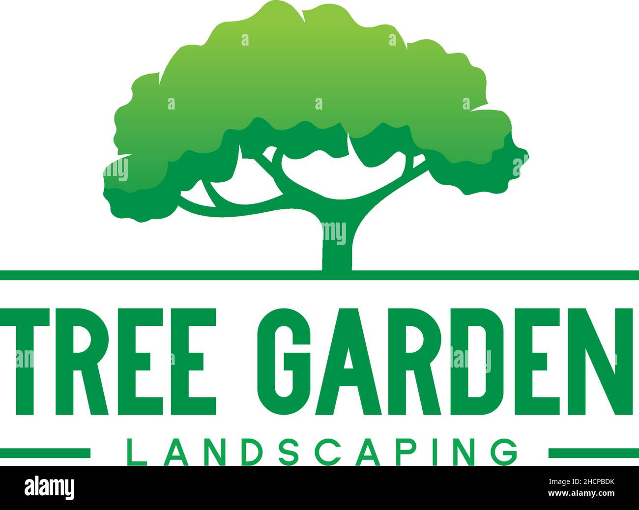 Moderno albero colorato GIARDINO verde foglia logo design Illustrazione Vettoriale