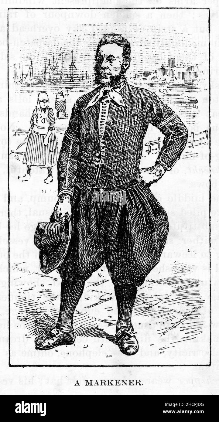 Incisione di un contadino di Marken, un villaggio nel comune di Waterland nella provincia di North Holland, Paesi Bassi, pubblicato il 1892 Foto Stock