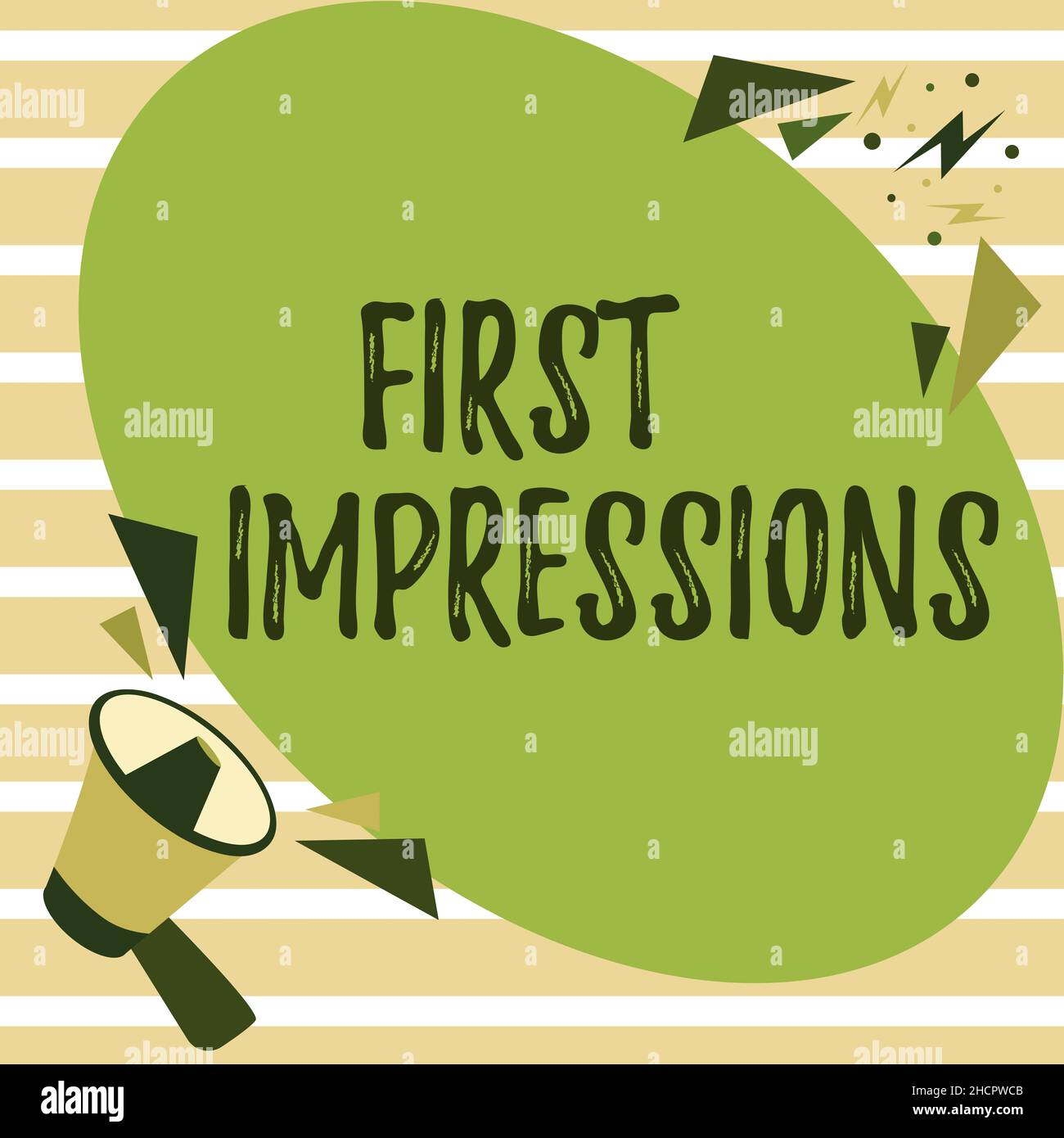 Testo che mostra le prime impressioni dell'inspirazione. Concetto significato eventi quando una persona incontra un'altra persona Megaphone disegno parlare con Chat Cloud Foto Stock