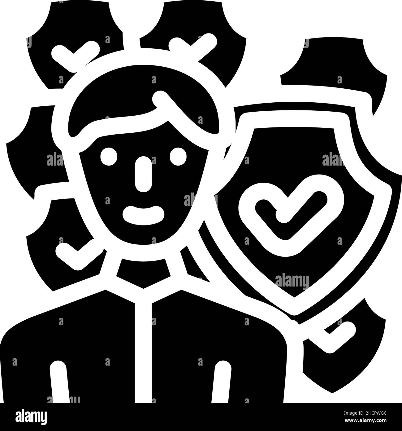 protezione dell'illustrazione del vettore dell'icona del glifo dell'affare Illustrazione Vettoriale