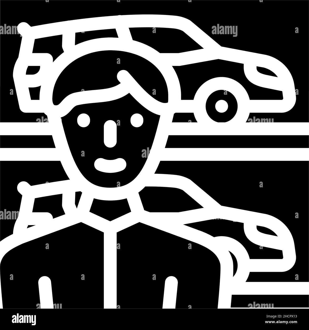 immagine vettoriale icona glyph del venditore di automobili Illustrazione Vettoriale