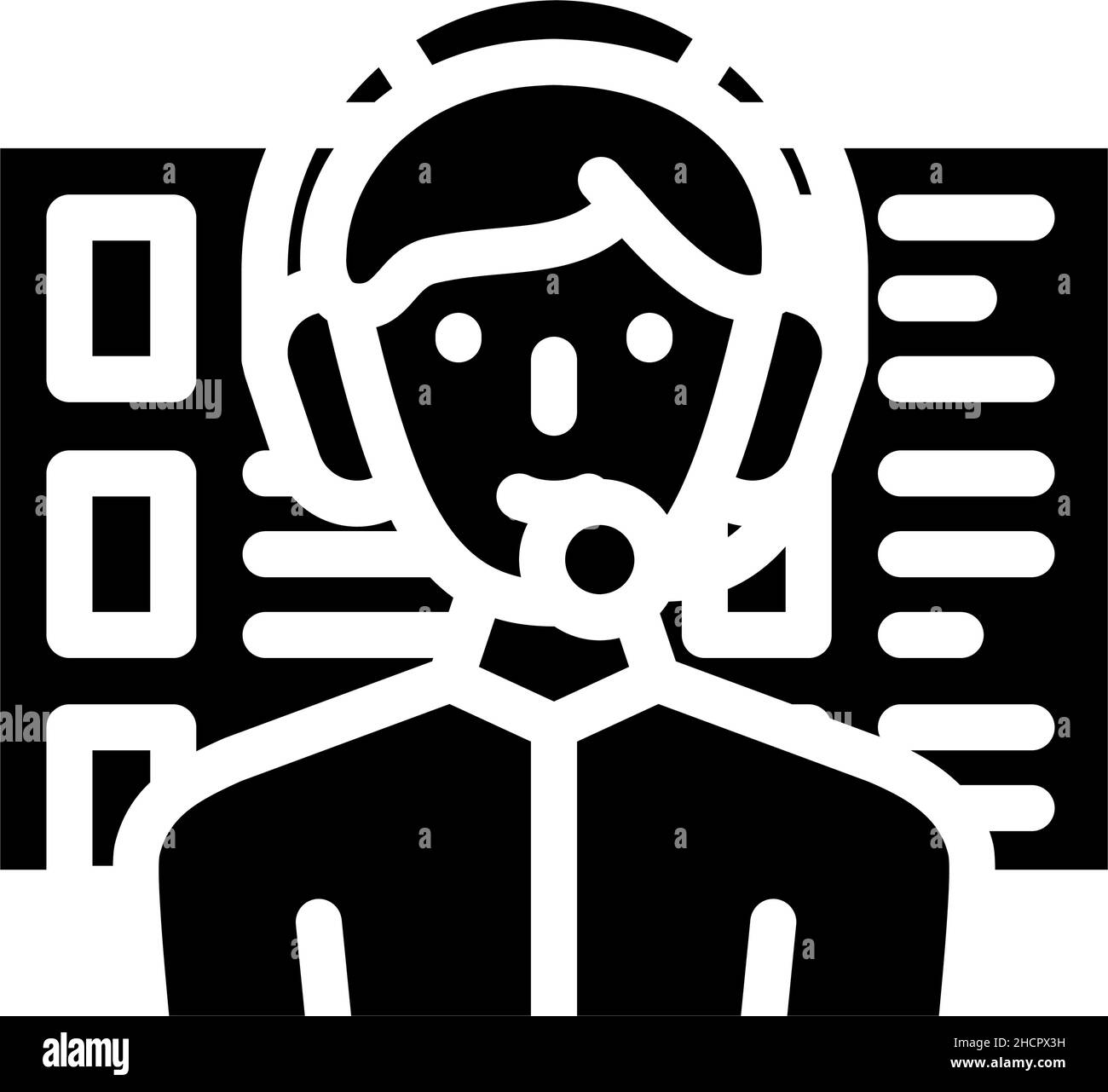 illustrazione del vettore dell'icona glifo dell'operatore del call center Illustrazione Vettoriale