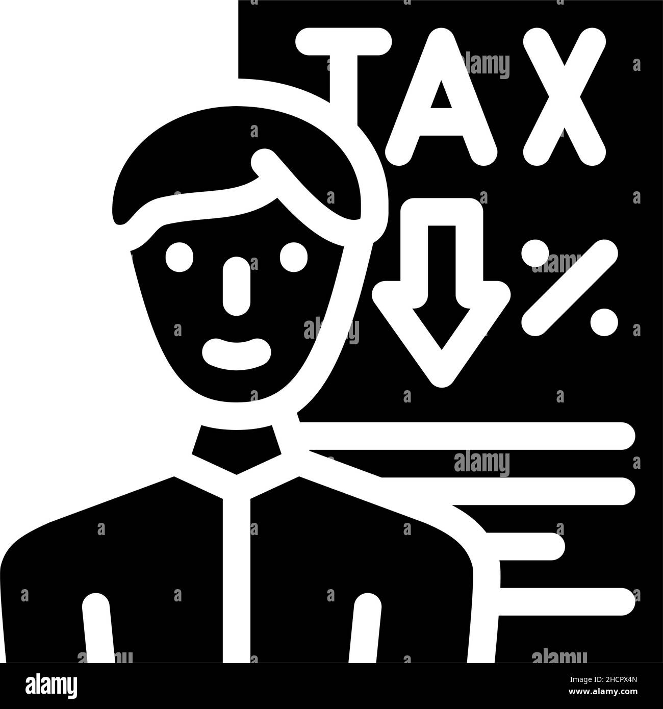 illustrazione del vettore icona glifo di avviso fiscale Illustrazione Vettoriale