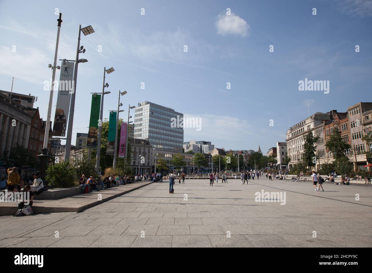 Vista sul centro di Nottingham presso la Old Market Square nel Regno Unito Foto Stock