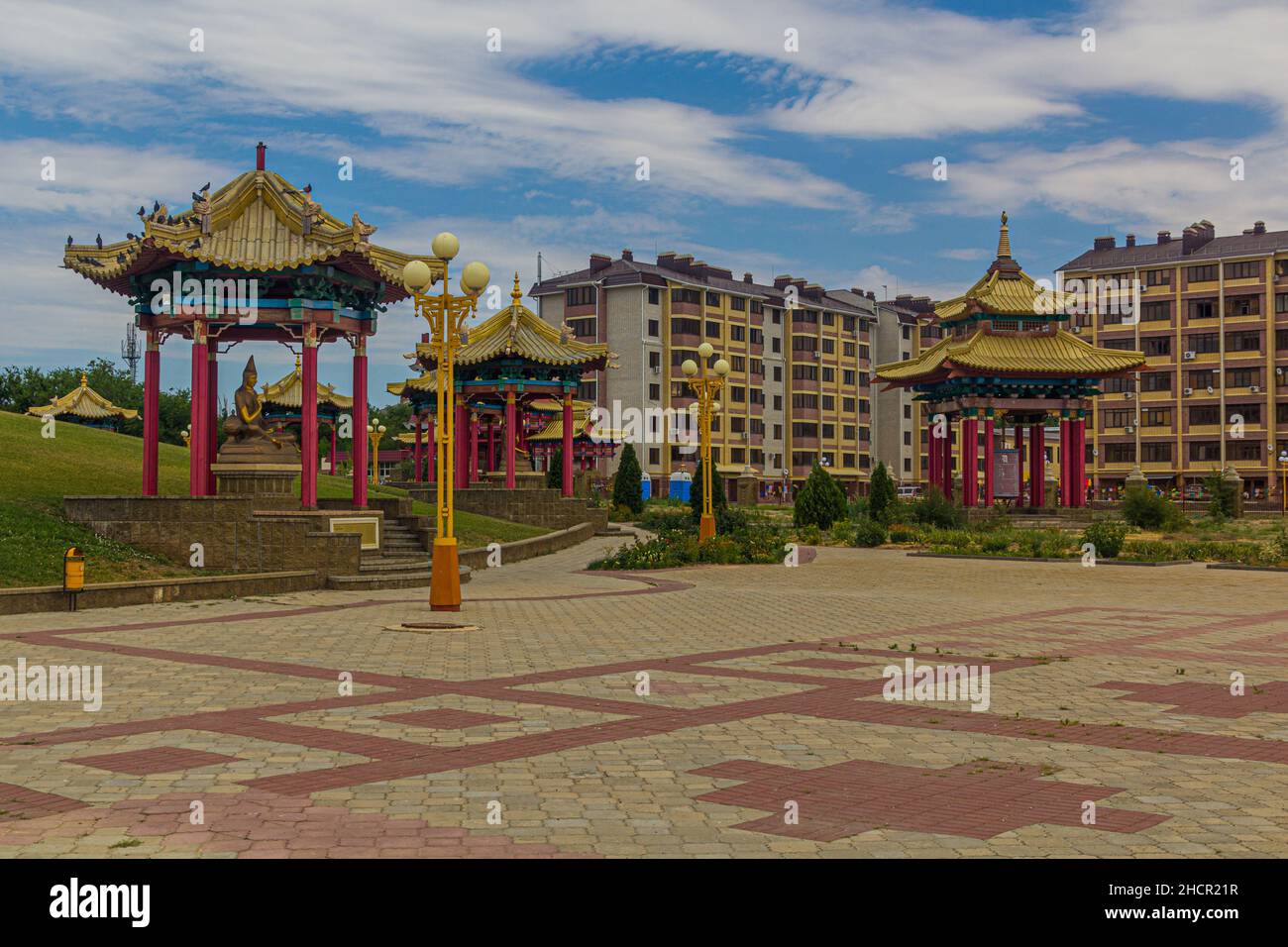 Complesso del tempio buddista l'abode dorato del Buddha Shakyamuni a Elista, Russia Foto Stock