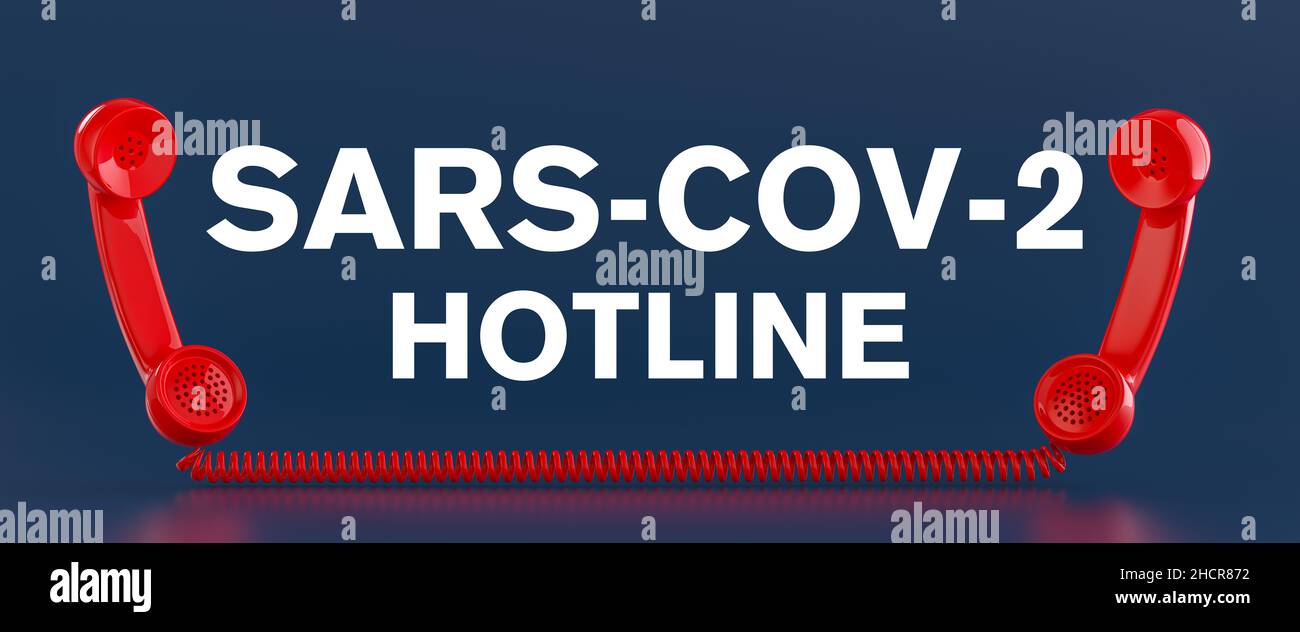 SARS-COV-2 Covid-19 Coronavirus Hotline con ricevitori telefonici fissi Foto Stock