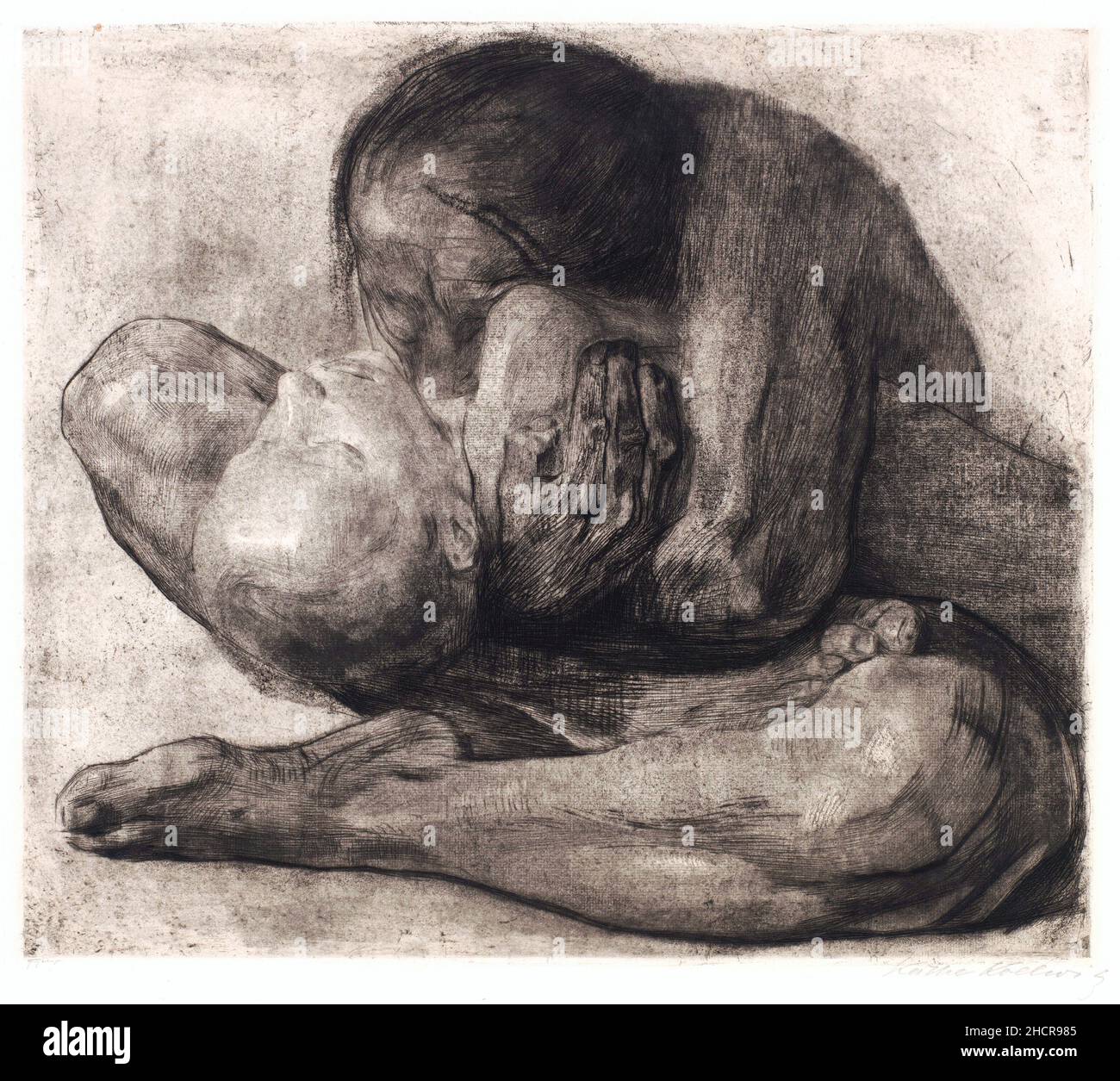 Madre con un bambino morto dell'artista tedesco Käthe Kollwitz (1867-1945), incisione, 1903 Foto Stock
