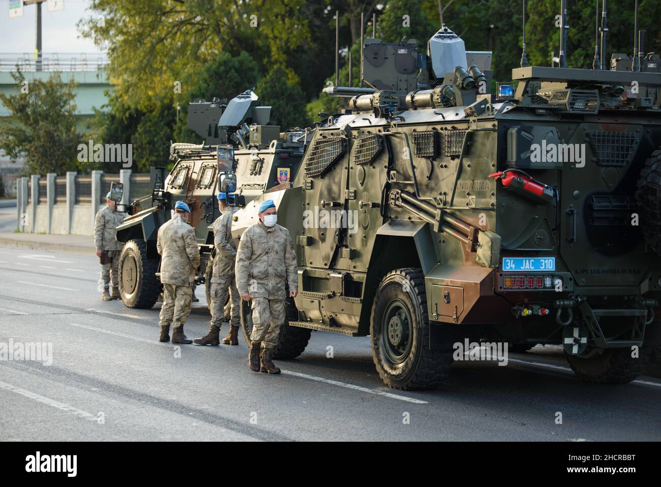 Istanbul, Turchia - 29 ottobre 2021: Primo piano di un veicolo tattico militare Kirpi (MRAP). Editoriale Shot a Istanbul Turchia. Foto Stock