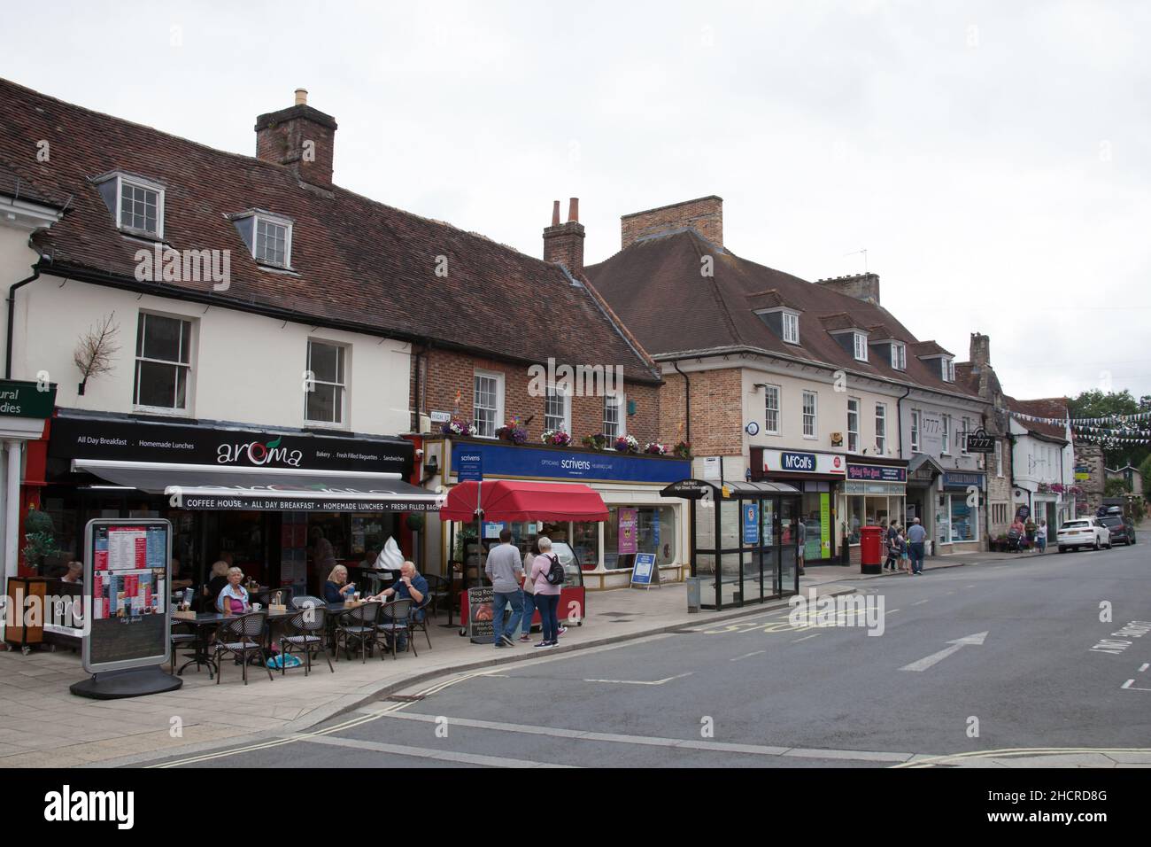 Vista della piazza a Wimborne Minster, Dorset nel Regno Unito Foto Stock