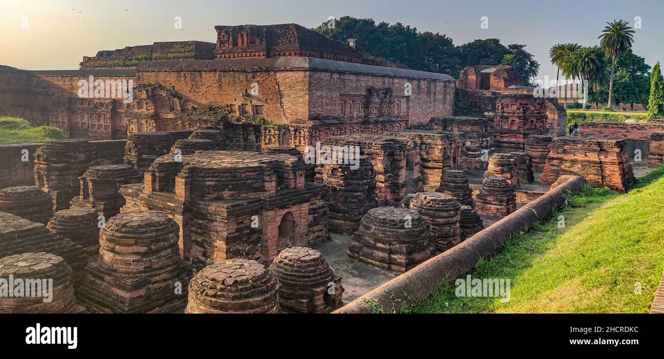 Rovine dell'Università di Nalanda, Patna Foto Stock