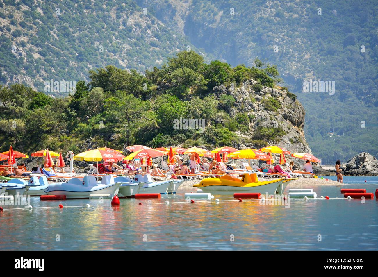 Blue Lagoon Beach, Oludeniz, provincia di Mugla, Repubblica di Türkiye Foto Stock