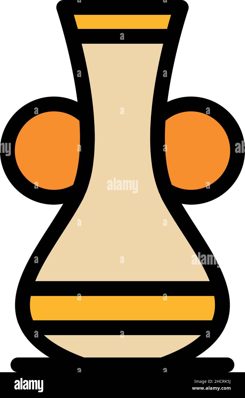 Icona vaso anfora. Contorno vaso anfora vettore icona colore piatto isolato Illustrazione Vettoriale
