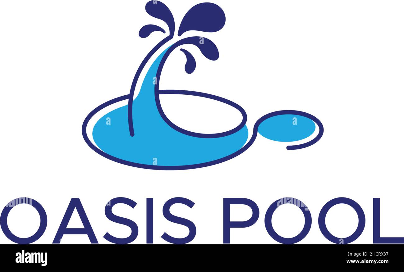 Design moderno OASIS POOL Tree Water logo design Illustrazione Vettoriale