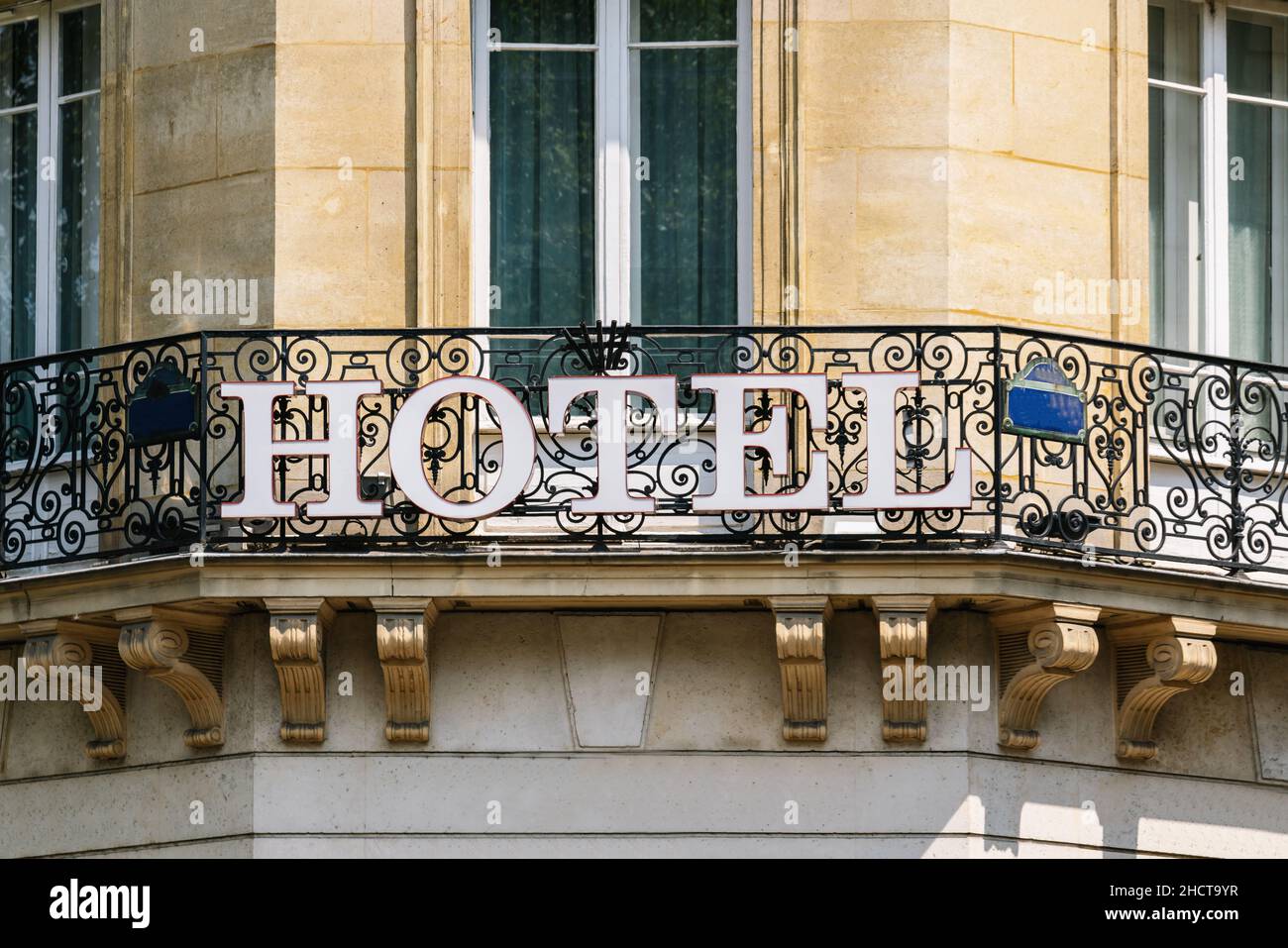 Hotel segno sulla parete Foto Stock