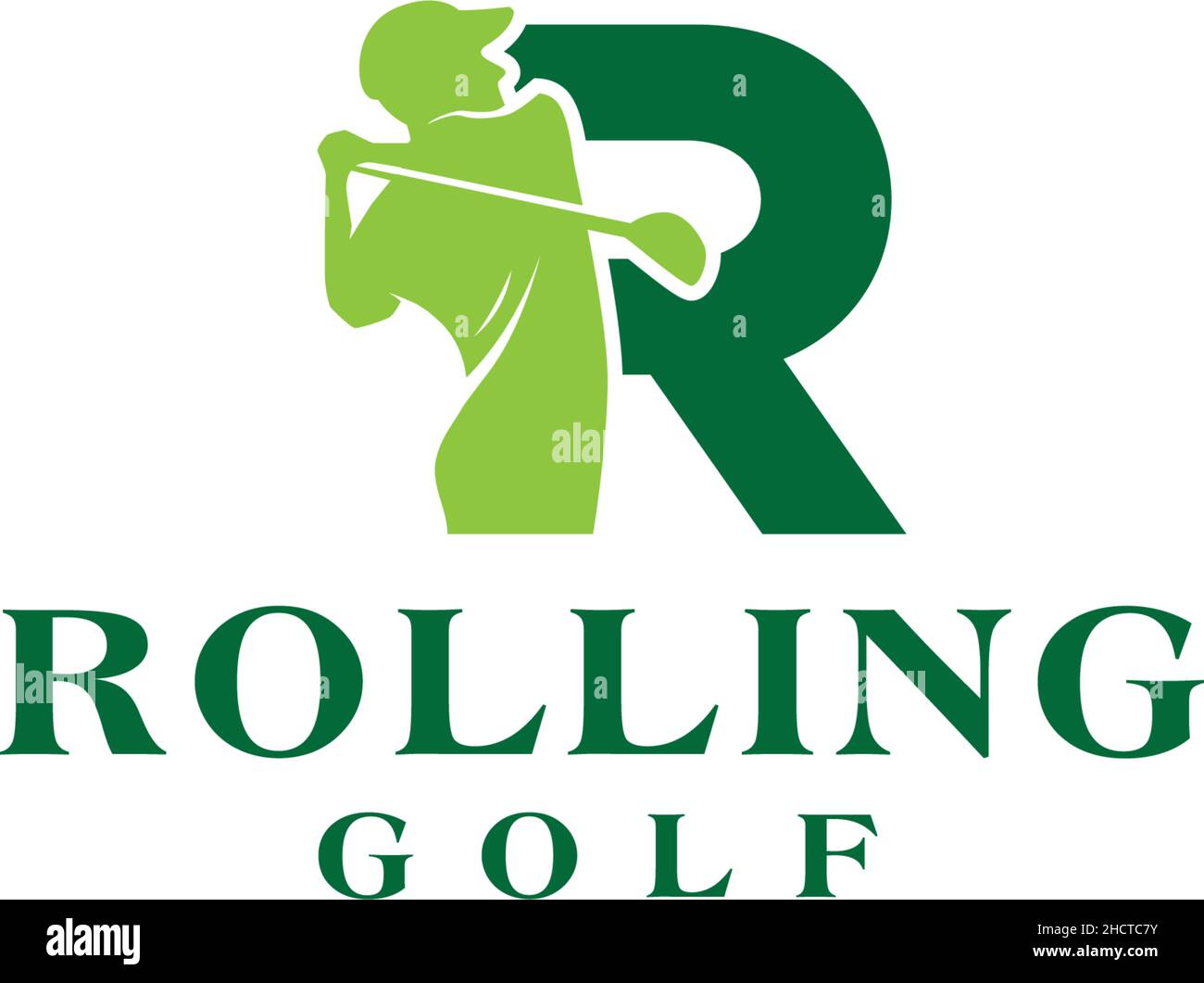 Design moderno con logo Flat Initial R ROLLING GOLF Illustrazione Vettoriale