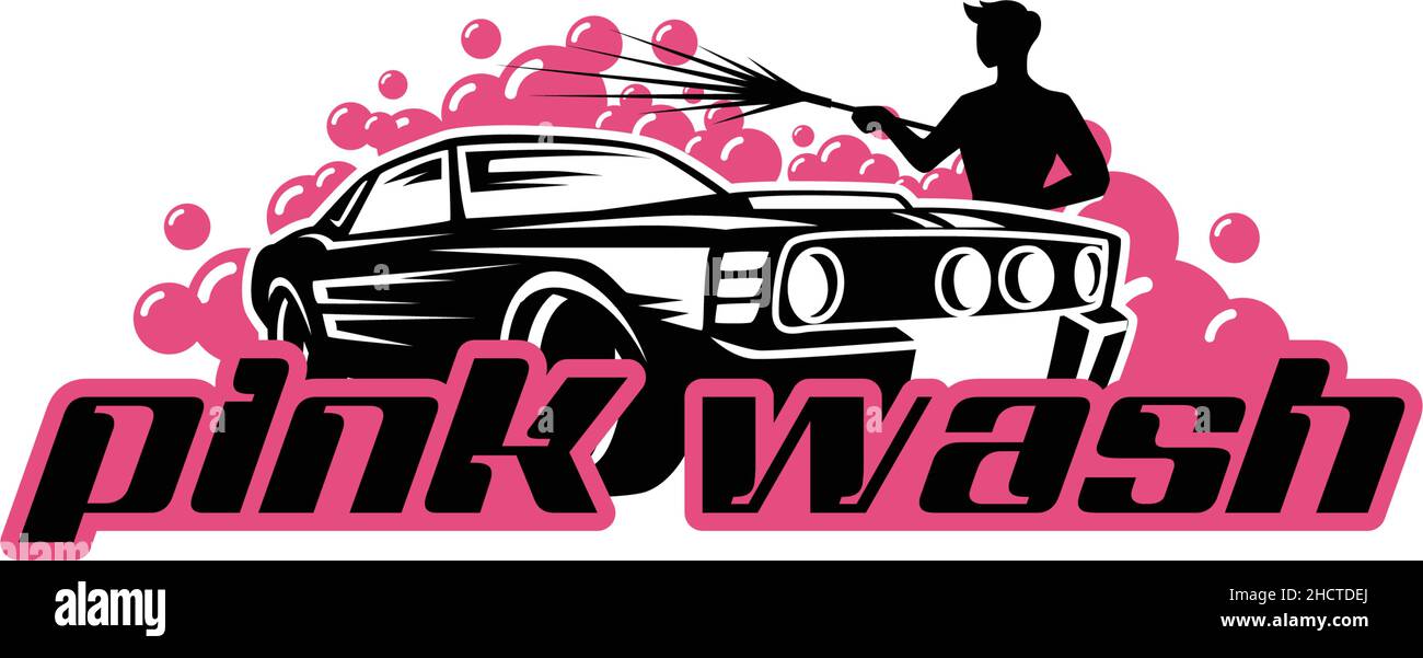 Design moderno piatto colorato ROSA WASH car logo Illustrazione Vettoriale