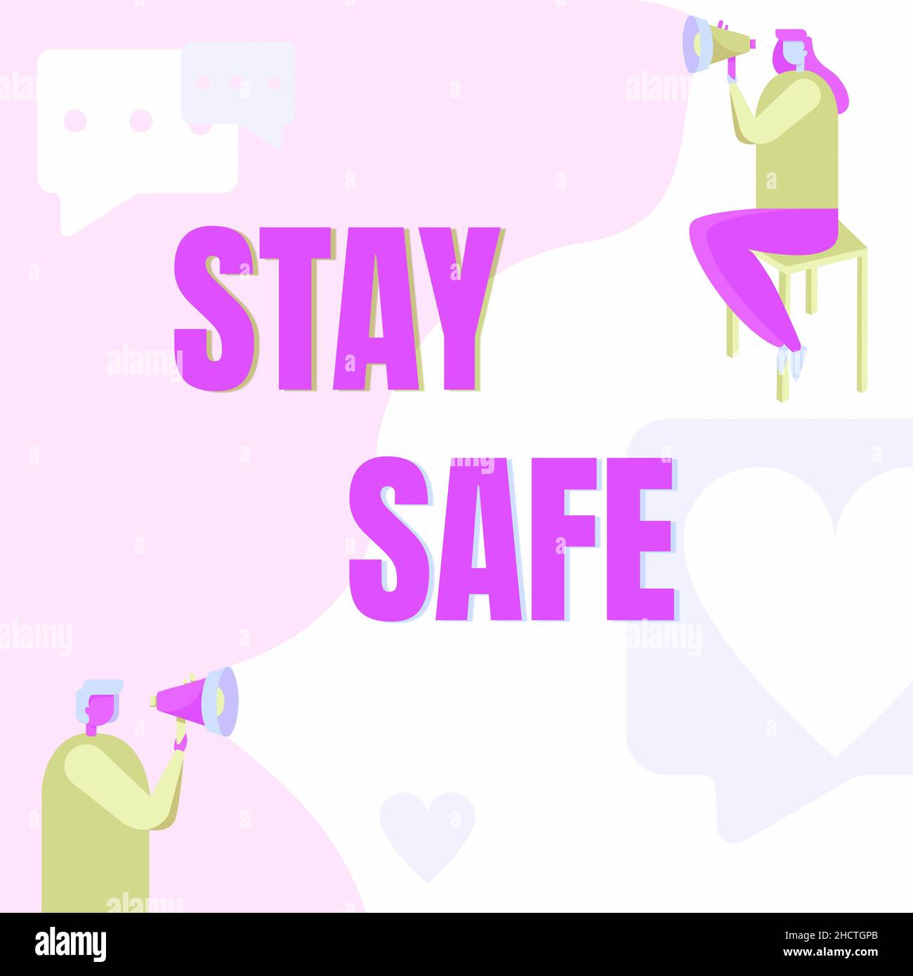Cartello con la scritta Stay Safe. Parola per sicuro da minaccia di  pericolo, danno o luogo
