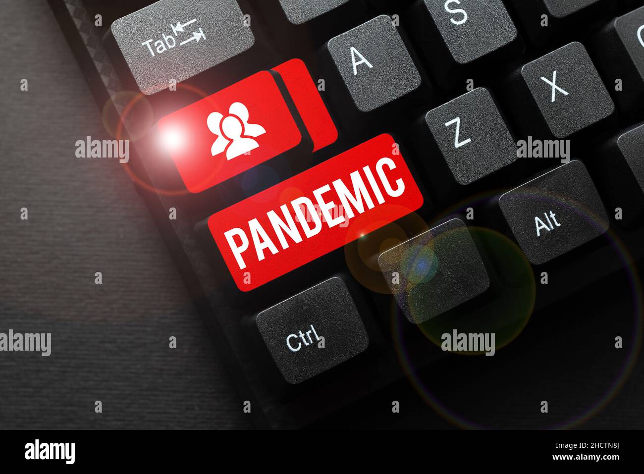 Didascalia di testo che presenta pandemia. Concetto significato che si verifica su un'ampia area che incide su un'elevata percentuale di popolazione che tipizzazione accordo di lavoro Foto Stock