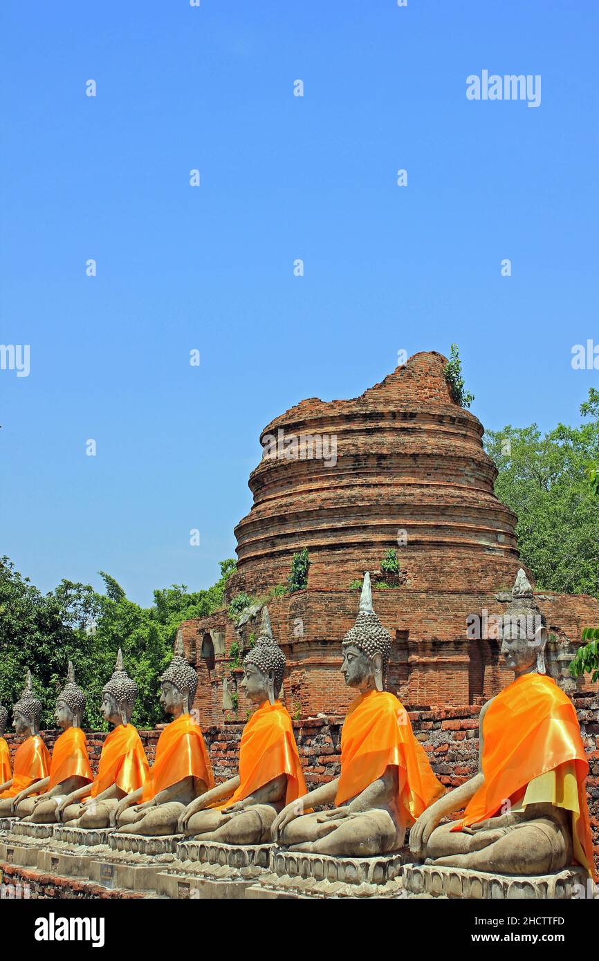 Wat Yai Chai Mongkhon, Tempio Buddista, Ayutthaya, Tailandia Foto Stock