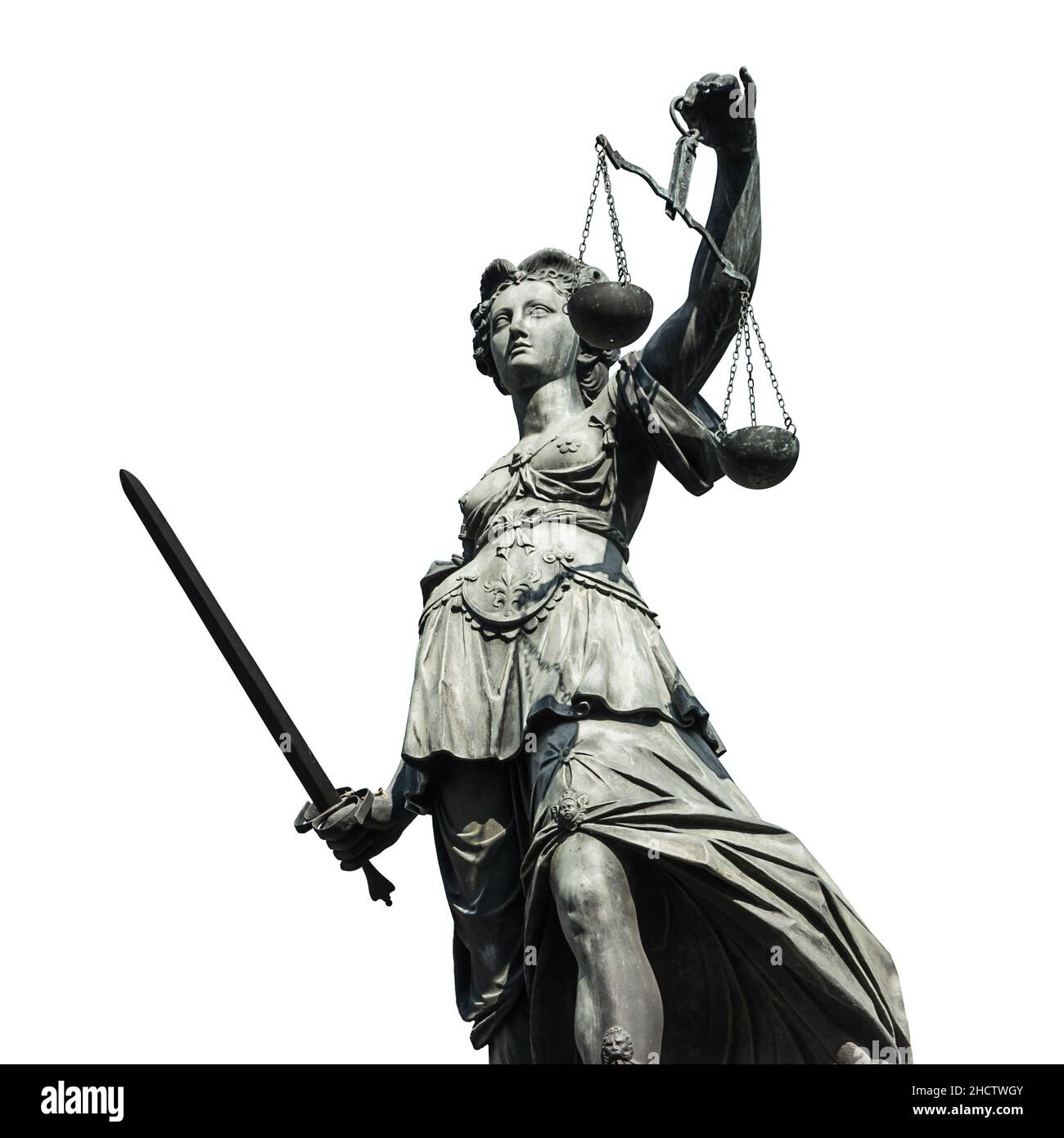 giustizia - giustizie su sfondo bianco Foto Stock