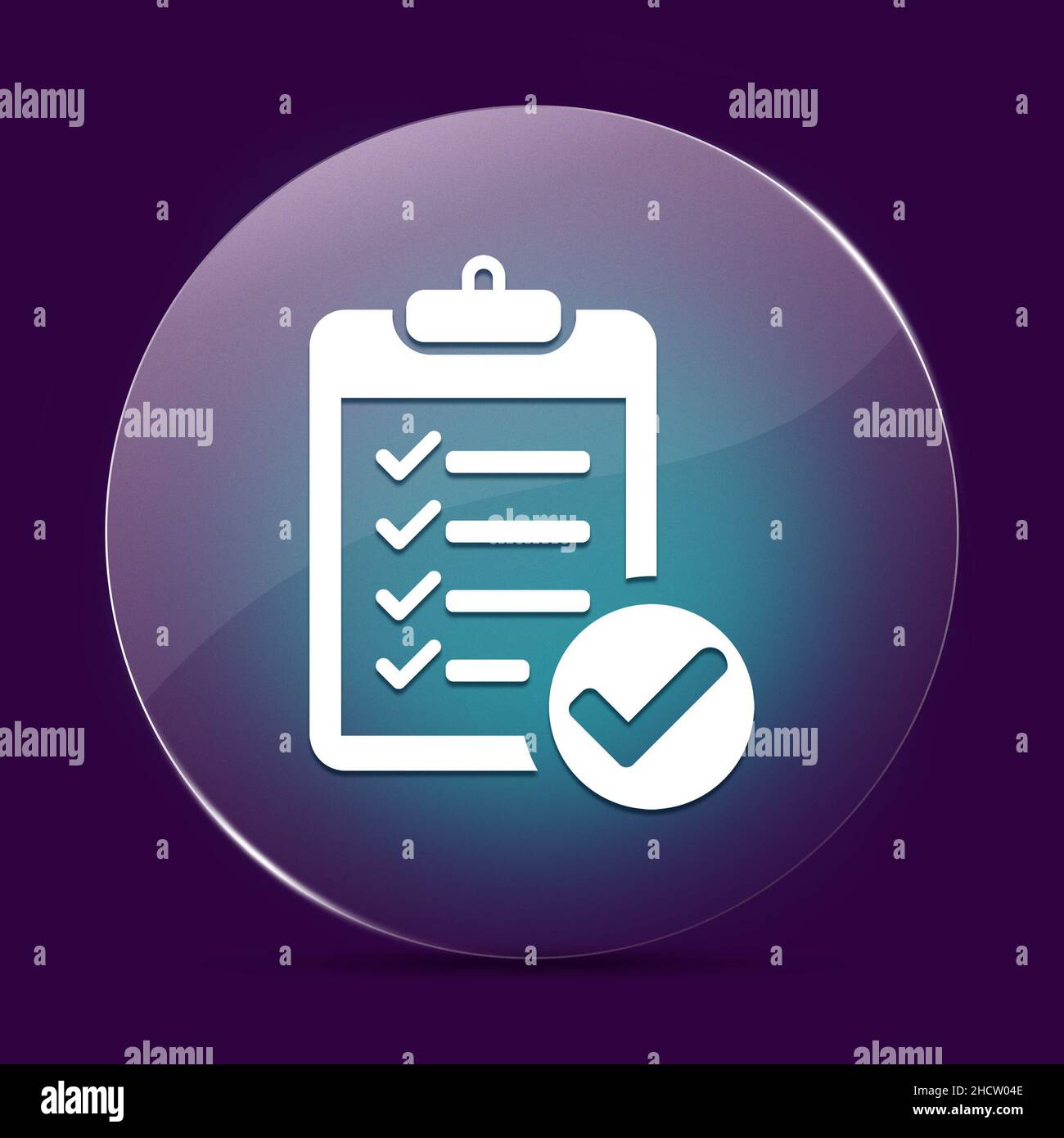Checklist vetro chiaro luna pulsante rotondo astratto su uno sfondo viola scuro astratto Foto Stock