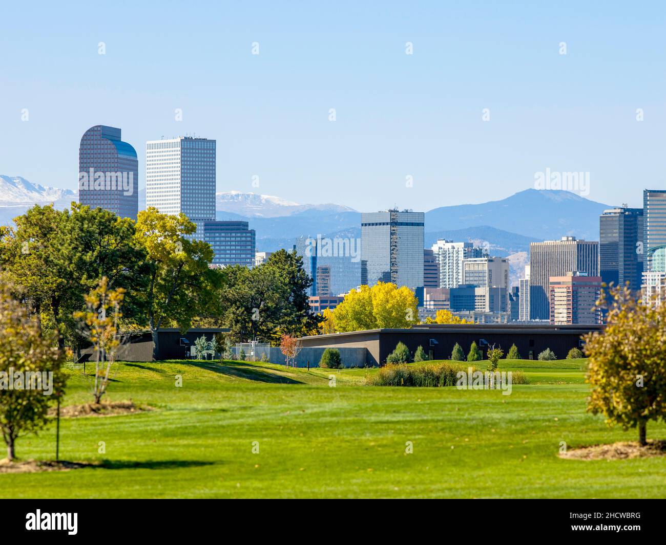 Denver, Colorado, Mile High City, Montagne Rocciose. Parco cittadino, campo da golf Foto Stock