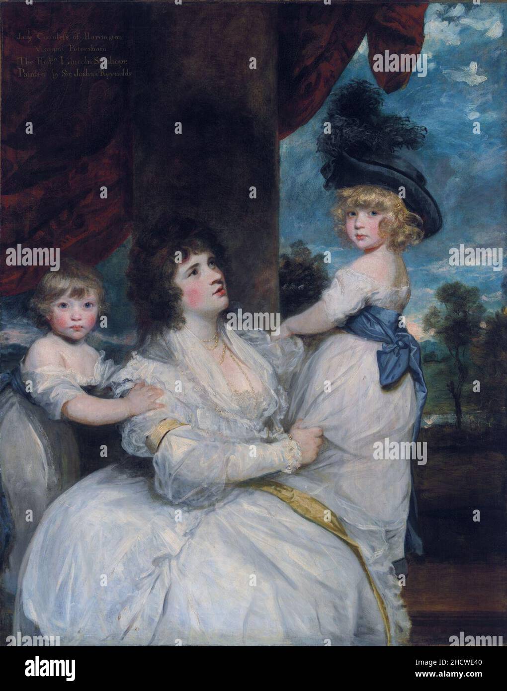 Jane, contessa di Harrington, con i suoi figli, il Visconte Petersham e l'onorevole Lincoln Stanhope, di Joshua Reynolds. Foto Stock