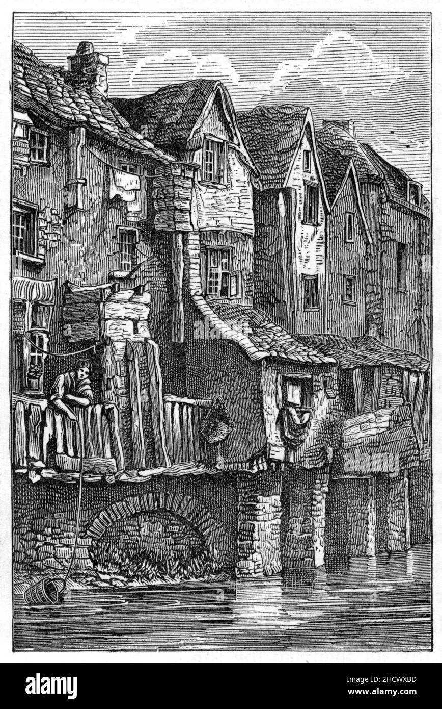 Resti di presunta latrina sul muro di Frome, Bristol. Foto Stock