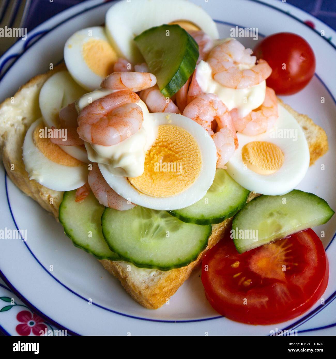 Sandwich scandinavo con gamberi Foto Stock