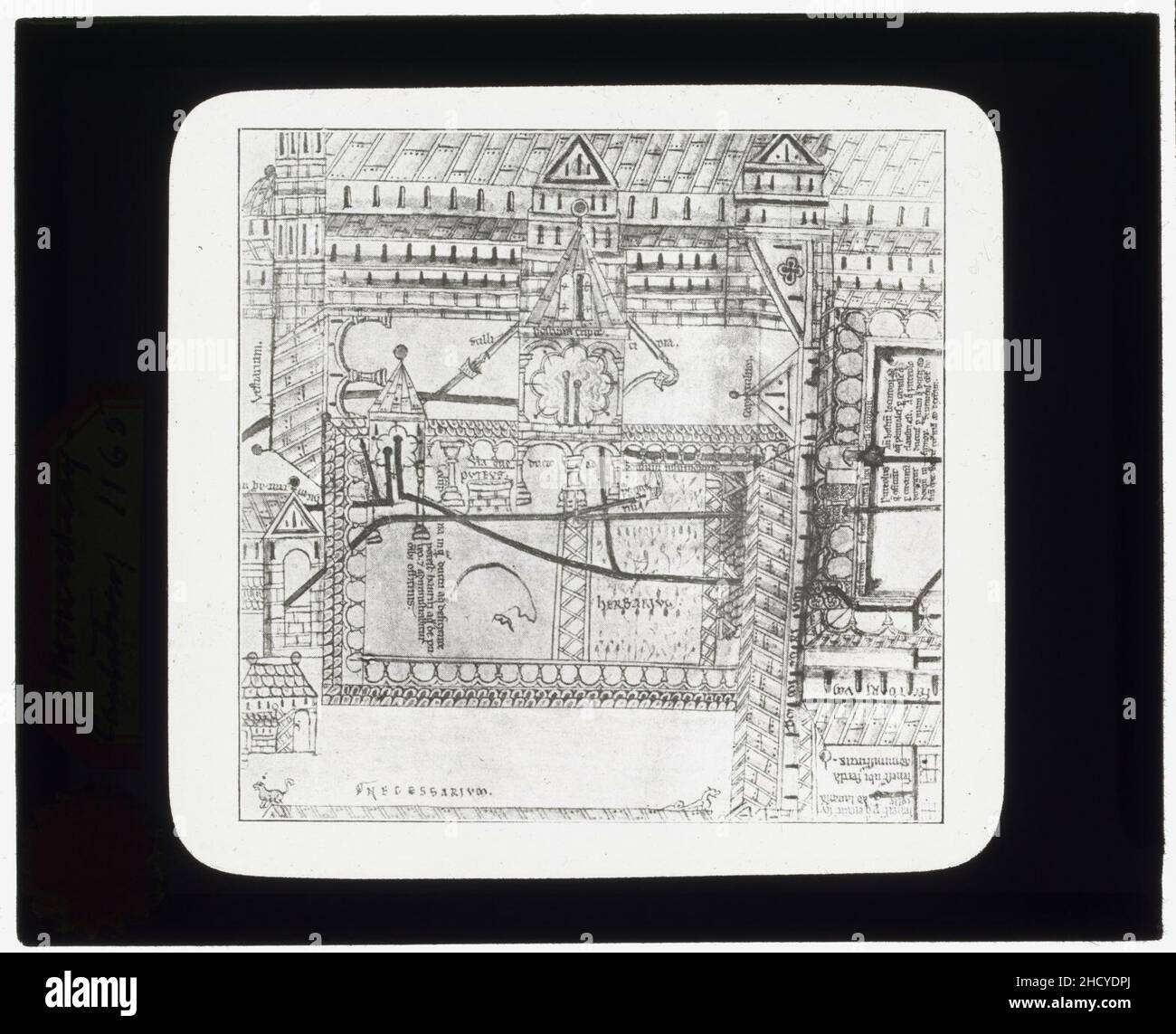 La riproduzione della stampa che mostra il Piano di Canterbury Abbey Foto Stock