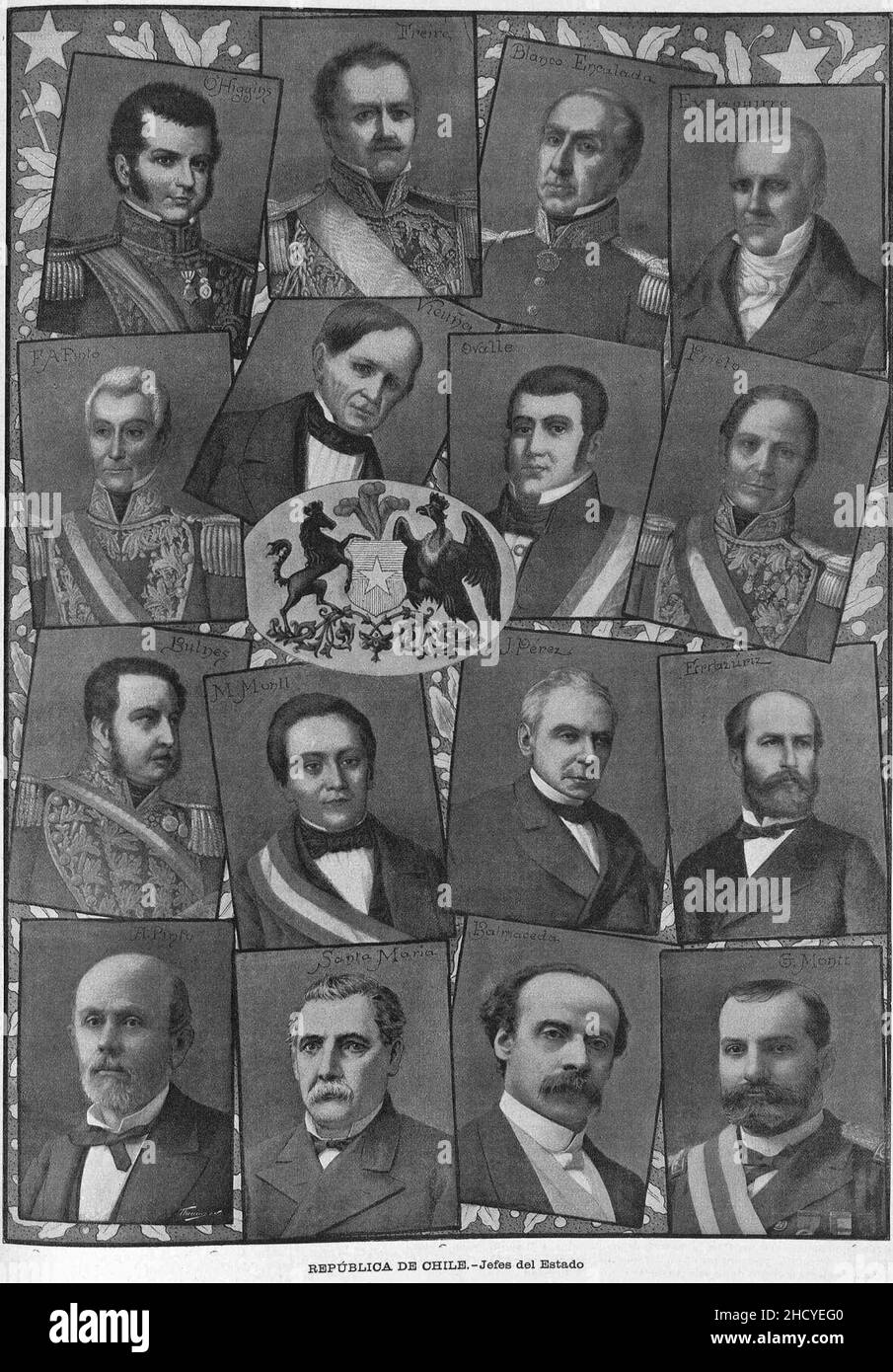 República DE CHILE -Jefes del Estado. Foto Stock