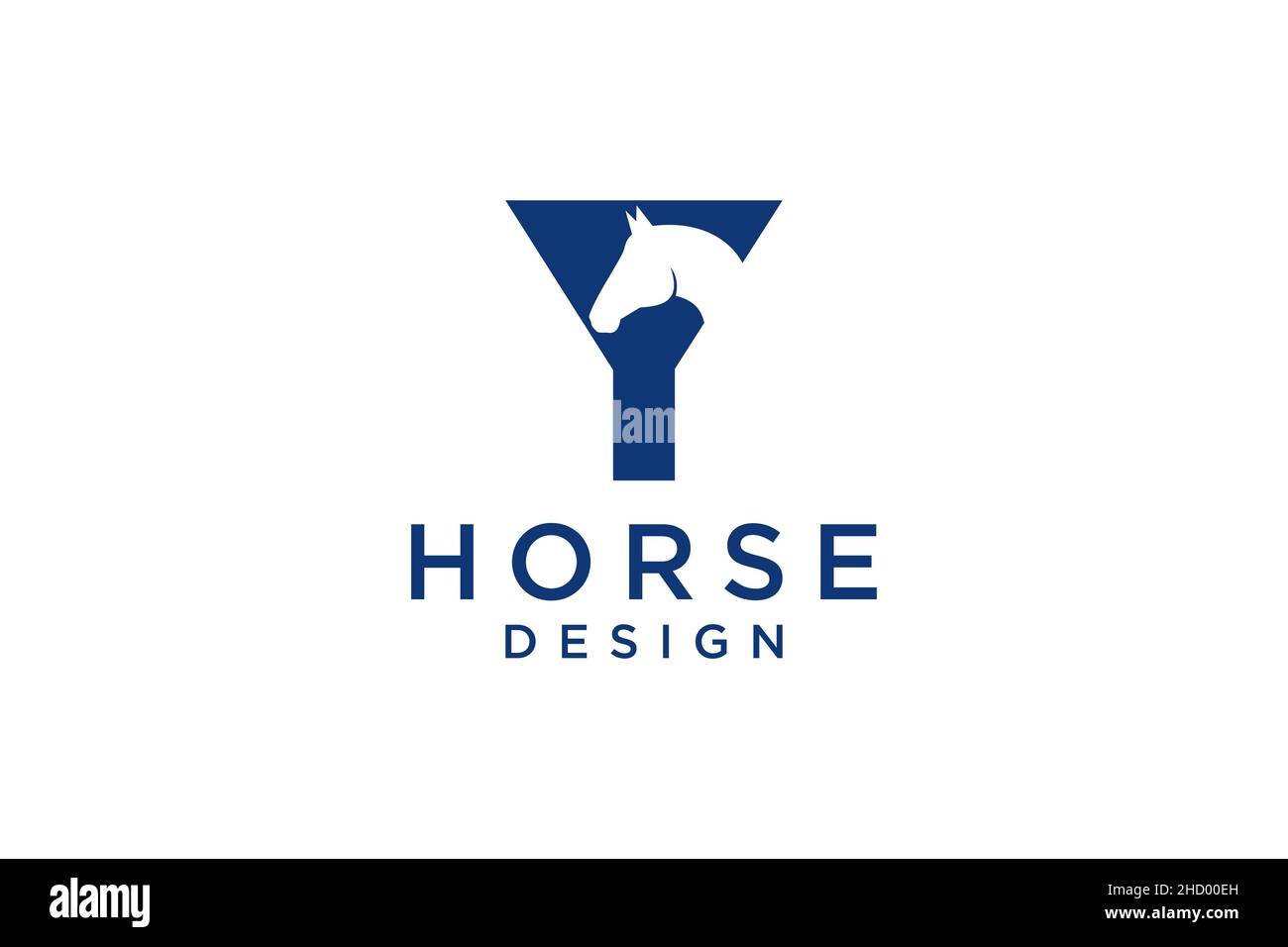 Il design del logo con la lettera iniziale Y si combina con una testa a cavallo moderna e professionale Illustrazione Vettoriale
