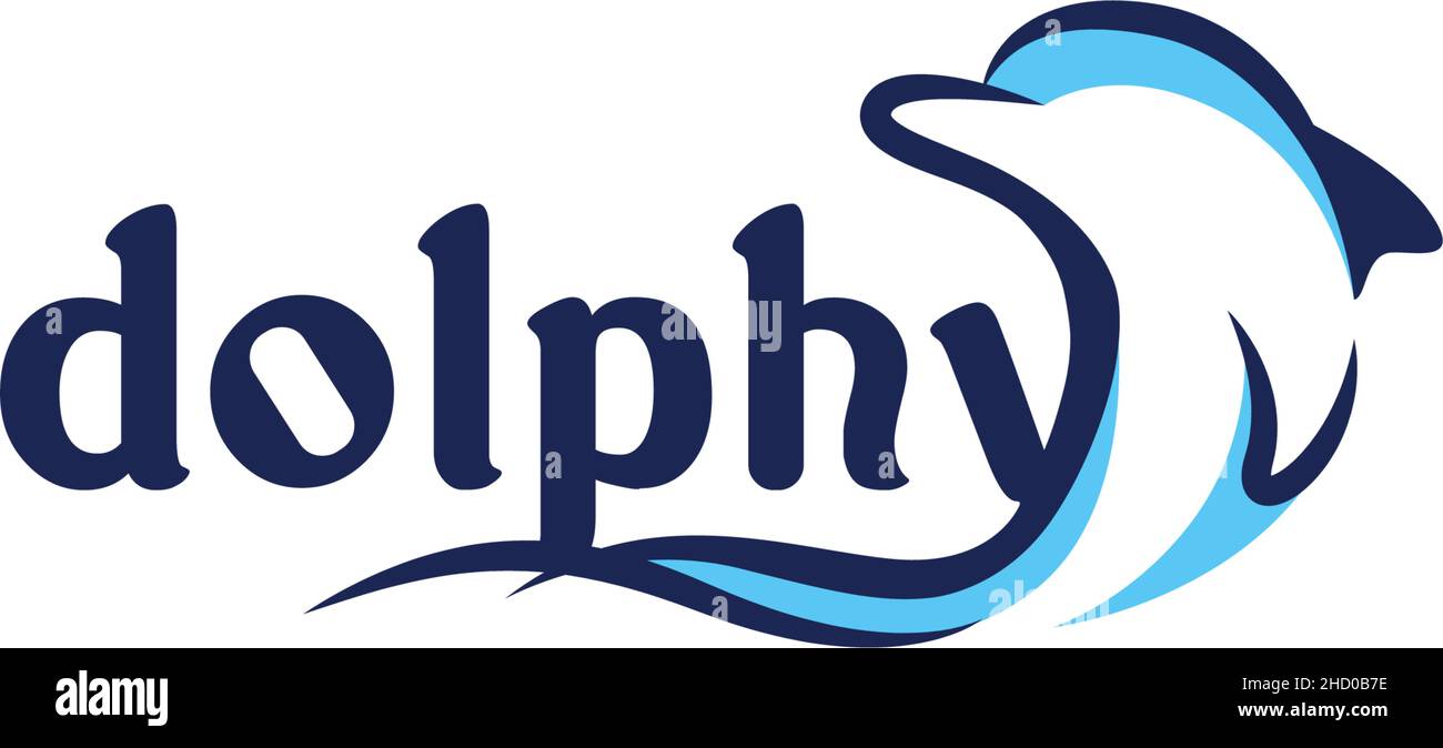 Design moderno e piatto DOLPHY logo blu acqua Illustrazione Vettoriale Design moderno e piatto DOLPHY logo blu acqua Illustrazione Vettoriale