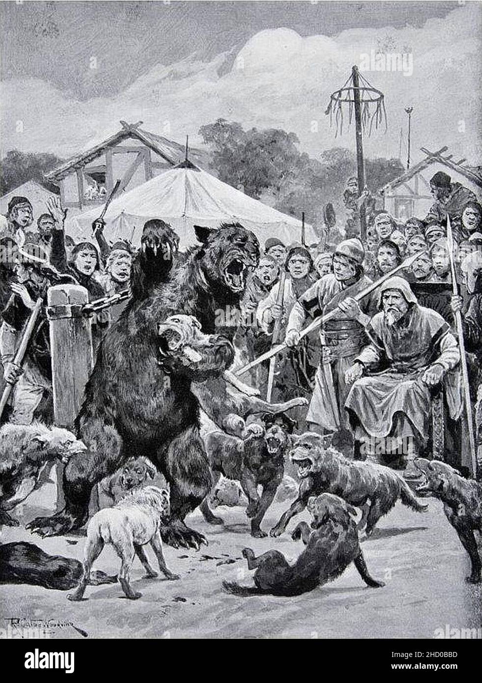 Richard Caton Woodville - Bear Baiting in epoca sassone. Foto Stock