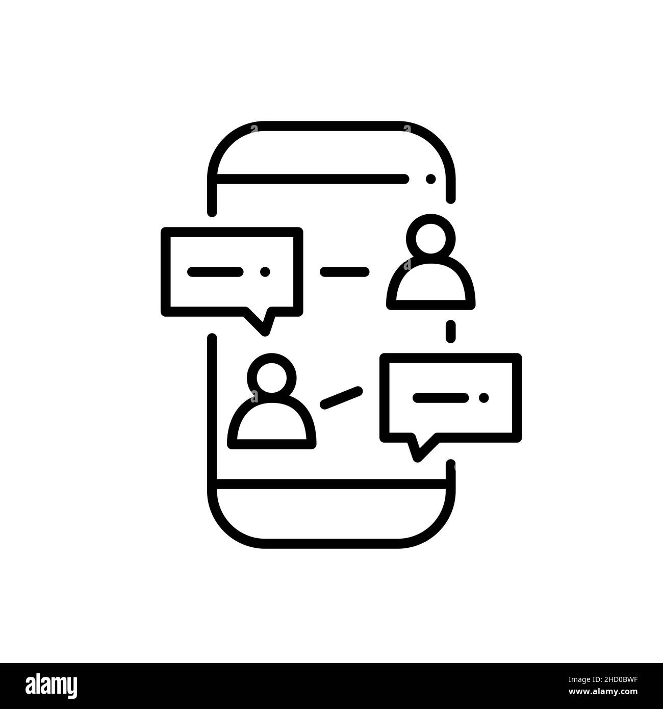 Interazioni, connessioni e comunicazione con i social media. Icona tratto modificabile pixel Perfect Illustrazione Vettoriale