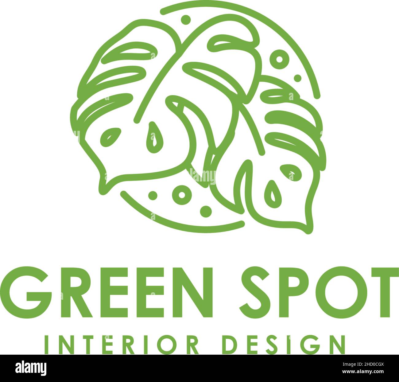 Design moderno e semplice con logo a foglia PUNTIFORME VERDE Illustrazione Vettoriale