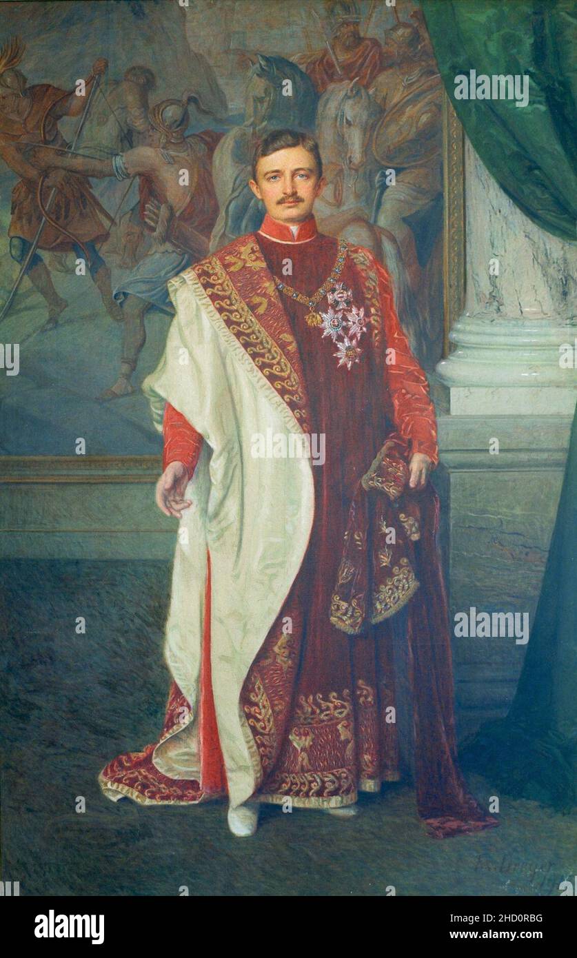 Ritratto dell'Imperatore Carlo i d'Asburgo Lorena con i Vesti dell'Ordine del Toson d'Oro. Foto Stock